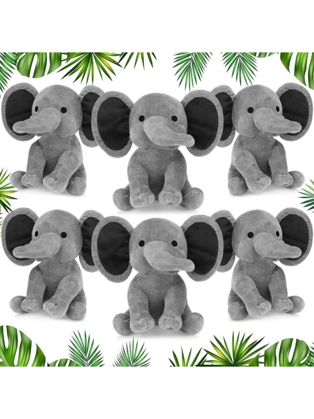 Adorable 6-Piece Soft Elephant Plush Toy Set for Baby Showers & Parties - 9.84